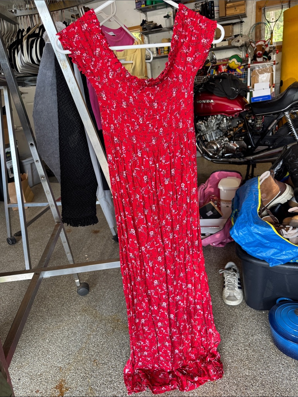 Aeropostale Red Floral Maxi Dress with Scoop Neck